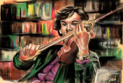 Sherlock holmes and his violin.